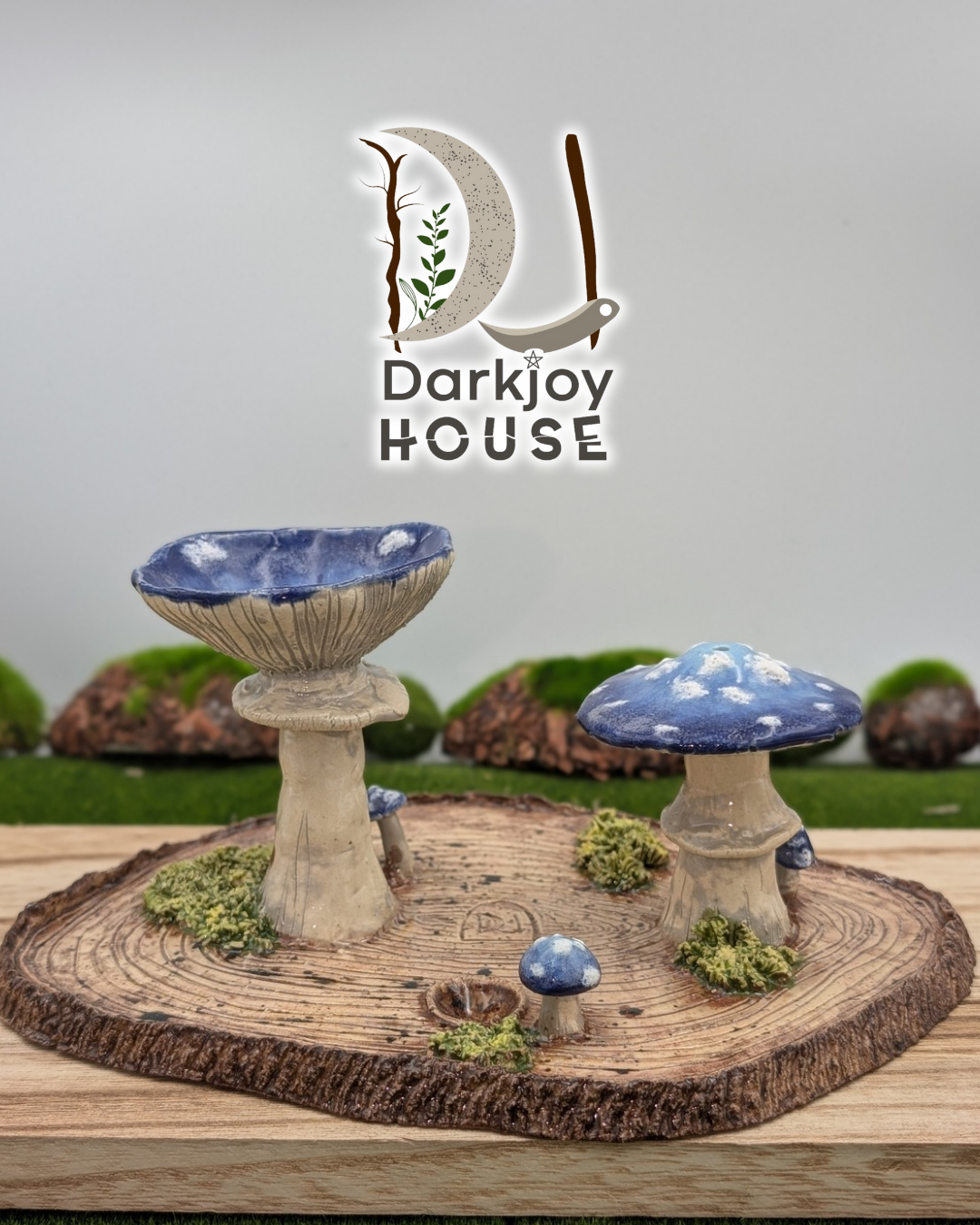 Indigo Mushroom Mini Altar- Enchanted Forest Collection