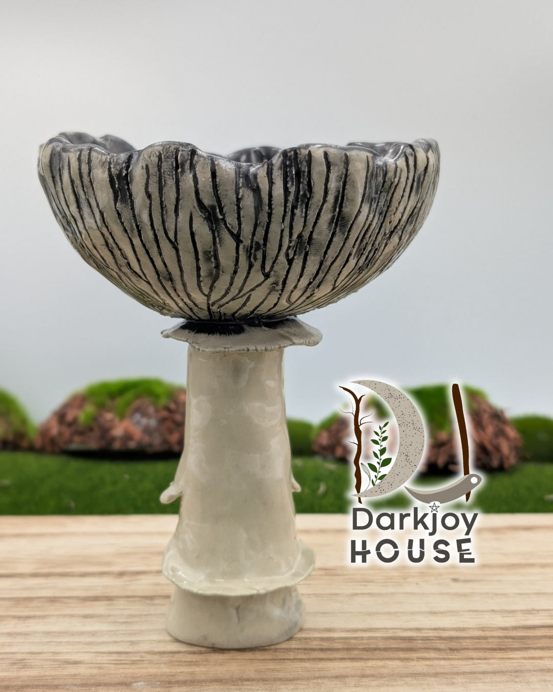 Shadow Cap Pedestal Bowl -Enchanted Forest Collection